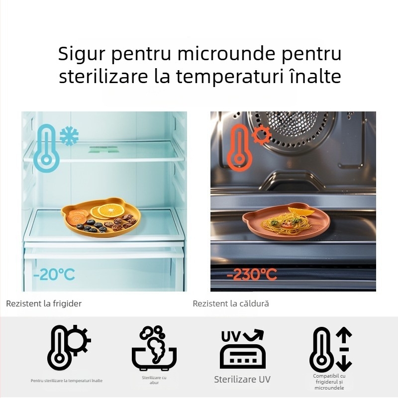 Farfurie pentru copii cu bază din silicon și ventuză, Joyncleon/jingqi, de la 12 luni, stil drăguț