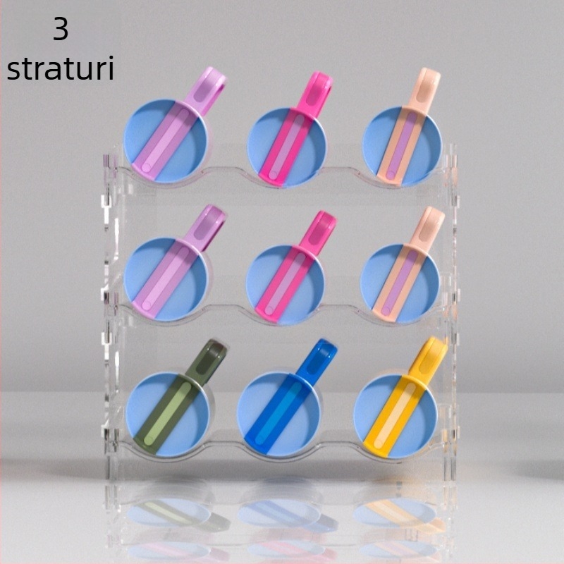 Suport dublu etajat pentru căni și cești de ceai, transparent din PET, montaj snap-on, organizator modern minimalist pentru bucătărie și birou