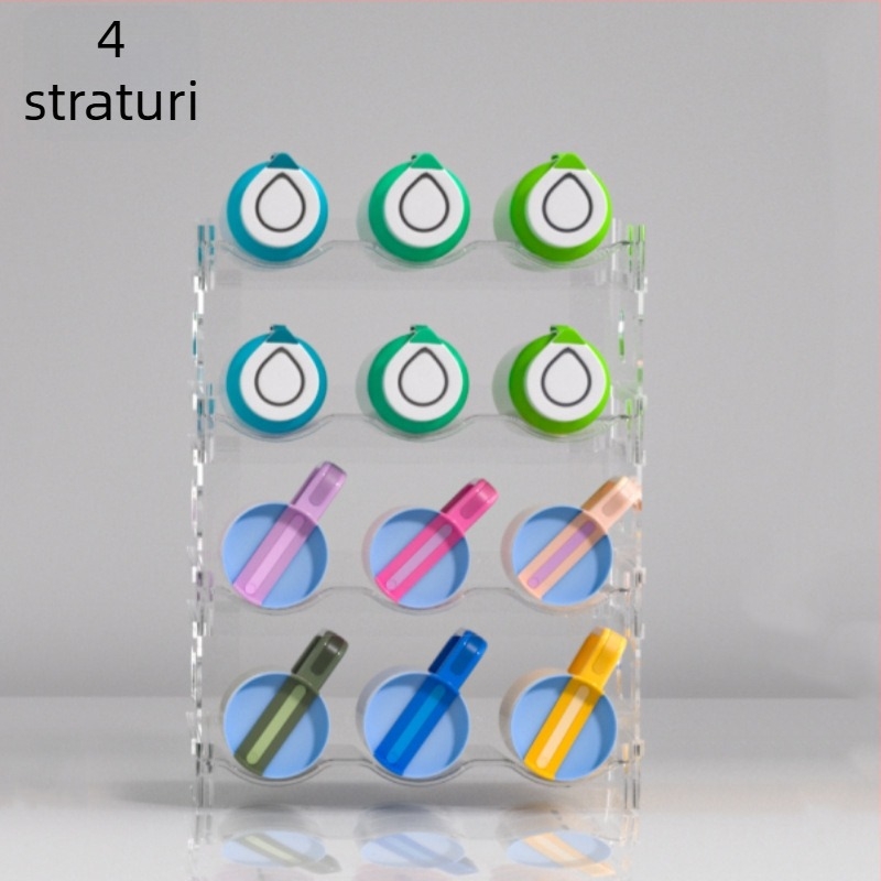 Suport dublu etajat pentru căni și cești de ceai, transparent din PET, montaj snap-on, organizator modern minimalist pentru bucătărie și birou