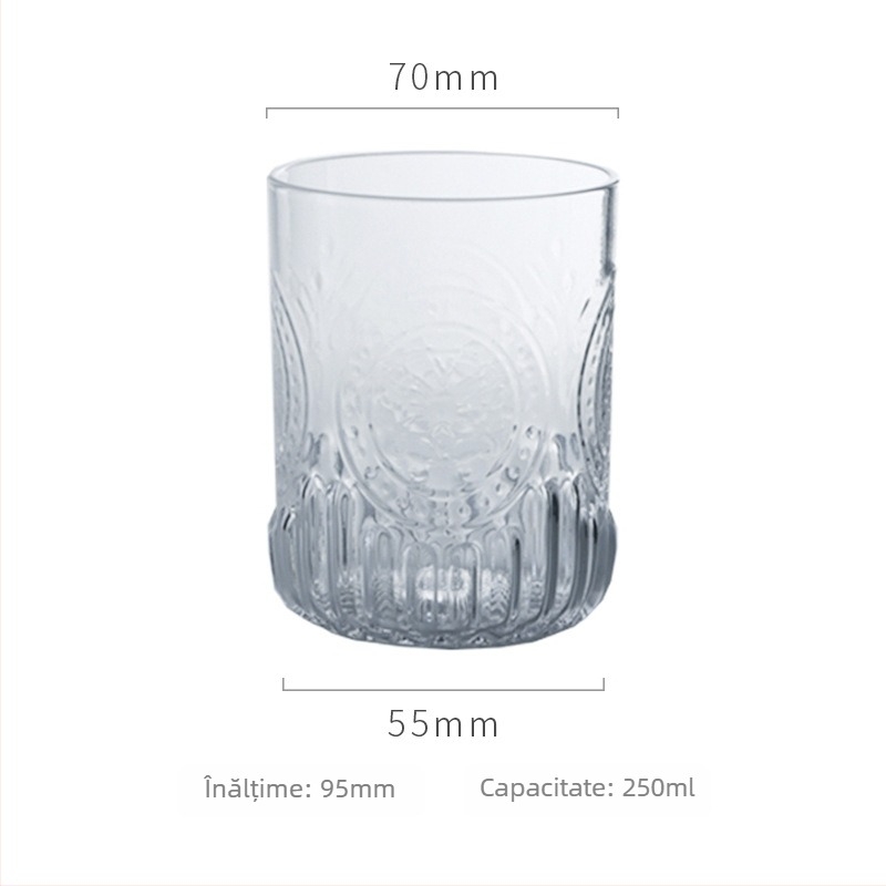 Set cană pentru apă rece cu relief de floarea-soarelui și pahare, sticlă cu textură ciocănită