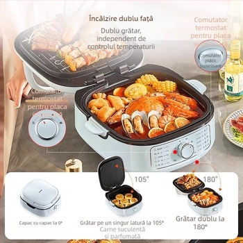 Supor JT2828R891 Tigaie electrică pentru clătite cu încălzire dublă, detașabilă și lavabilă, control mecanic prin buton, 220V 50Hz 2200W