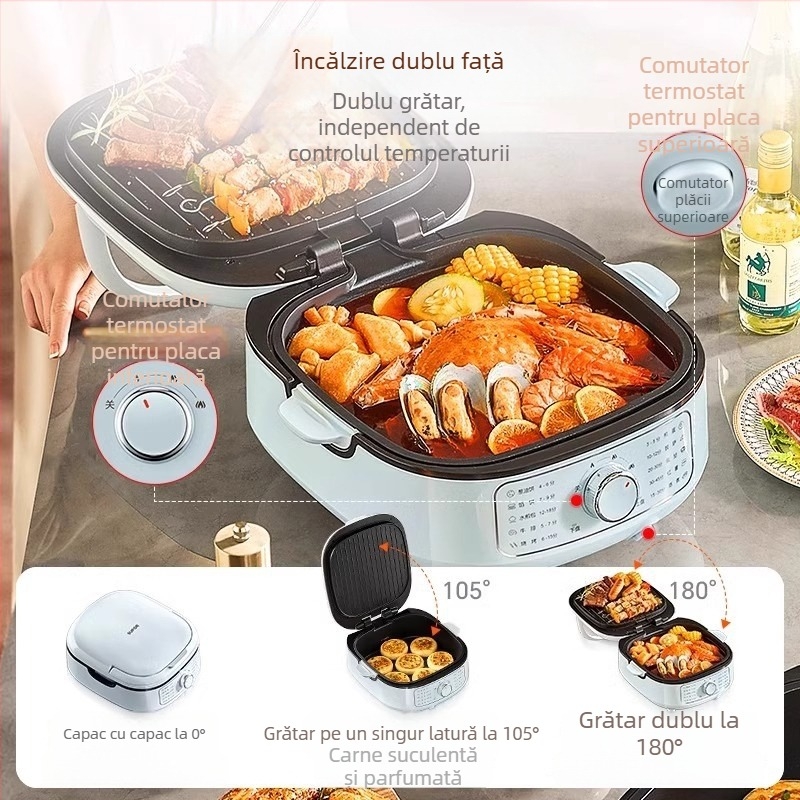 Supor JT2828R891 Tigaie electrică pentru clătite cu încălzire dublă, detașabilă și lavabilă, control mecanic prin buton, 220V 50Hz 2200W