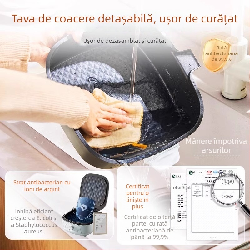 Supor JT2828R891 Tigaie electrică pentru clătite cu încălzire dublă, detașabilă și lavabilă, control mecanic prin buton, 220V 50Hz 2200W