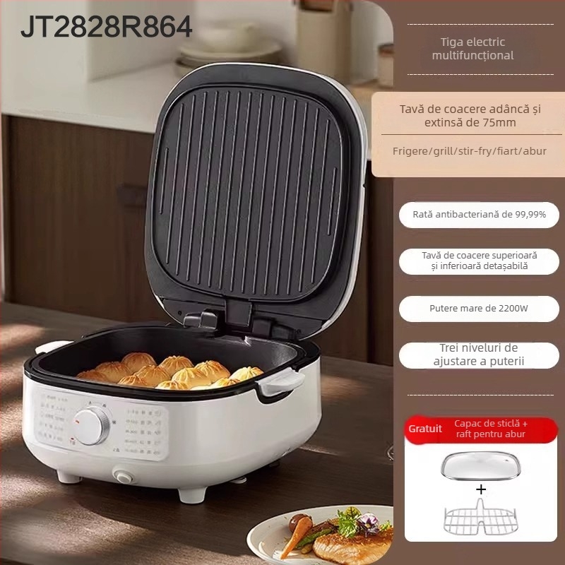 Supor JT2828R891 Tigaie electrică pentru clătite cu încălzire dublă, detașabilă și lavabilă, control mecanic prin buton, 220V 50Hz 2200W