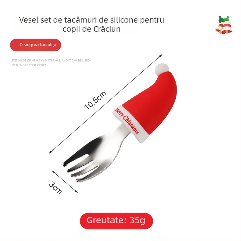 Set din silicon pentru hrănire bebeluși: farfurie de masă cu furculiță și lingură integrate, 5 piese, stil desen animat drăguț, potrivit de la 6 luni