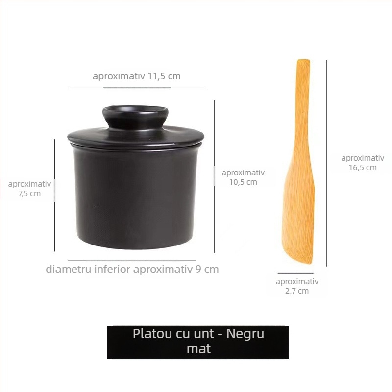 Recipient ceramic pentru unt, cu capac și cuțit, pentru depozitare unt și brânză — The Shepherd's Home