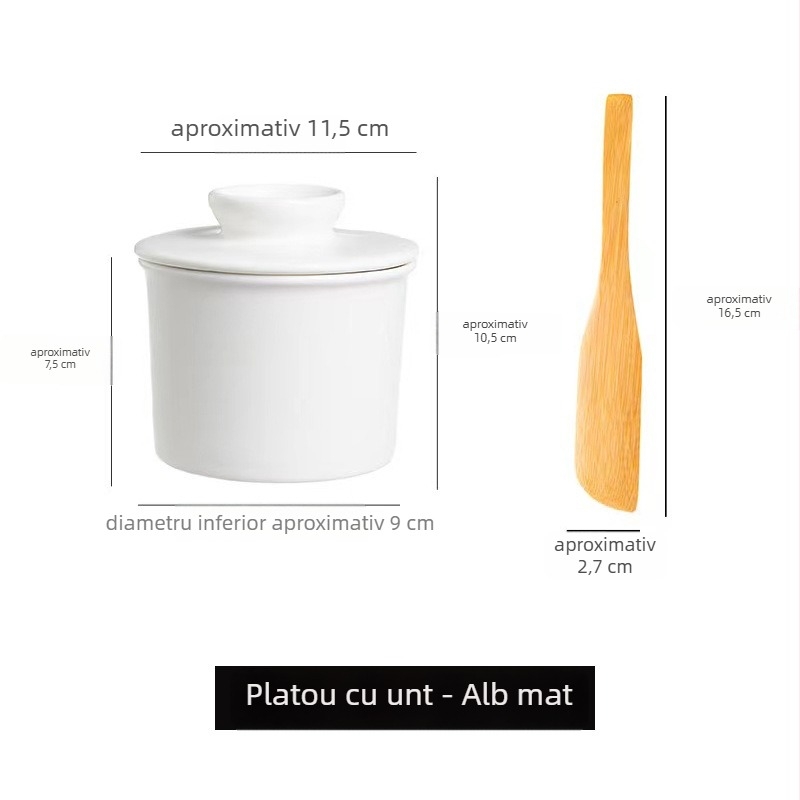 Recipient ceramic pentru unt, cu capac și cuțit, pentru depozitare unt și brânză — The Shepherd's Home