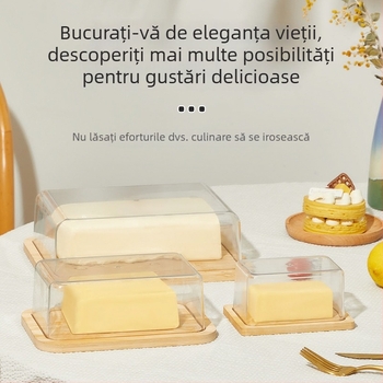Hisuhito recipient dreptunghiular pentru brânză și unt cu capac – bambus+PET, păstrare proaspătă, personalizabil, lansat în 2024