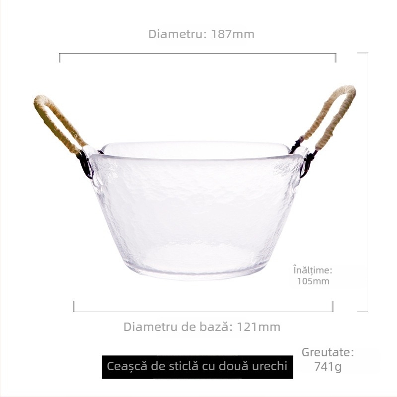 Set din sticlă cu boluri și farfurii, rotund, nu este compatibil cu cuptorul cu microunde