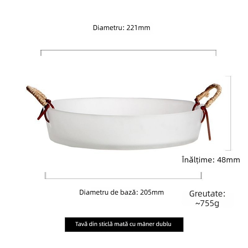 Set din sticlă cu boluri și farfurii, rotund, nu este compatibil cu cuptorul cu microunde