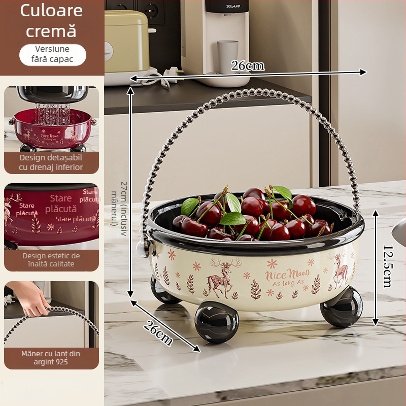 Tavă portabilă pentru fructe cu capac, lux discret, potrivită pentru sufragerie, rezistentă la praf și umezeală, elegantă cutie pentru nuci și dulciuri de sărbători.