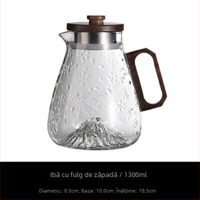 Set de pahare din sticlă borosilicată cu design ful de zăpadă și ceainic rece, capacitate mare, rezistent la temperaturi, cu mâner