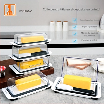 Meal Path Cutie divizată pentru unt cu capac, pentru unt și brânză - plastic, stil modern, calitate premium