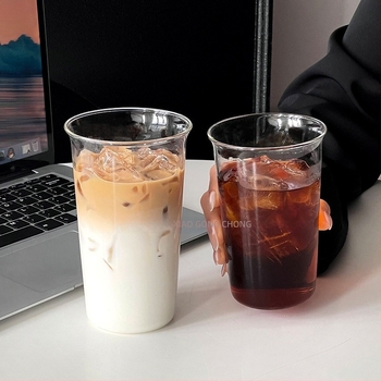 Barx pahar de băut cu pai și capac, din sticlă borosilicat, rezistent la temperaturi înalte