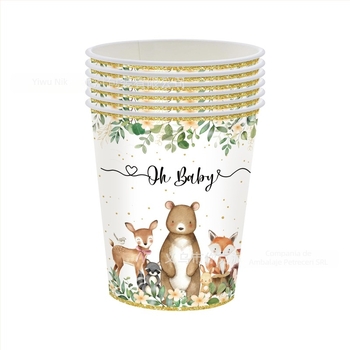 Set de veselă de petrecere cu temă ursuleț pentru copii — farfurii, șervețele și față de masă, de unică folosință (din plastic și hârtie)