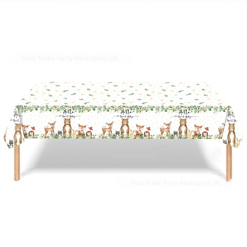 Set de veselă de petrecere cu temă ursuleț pentru copii — farfurii, șervețele și față de masă, de unică folosință (din plastic și hârtie)