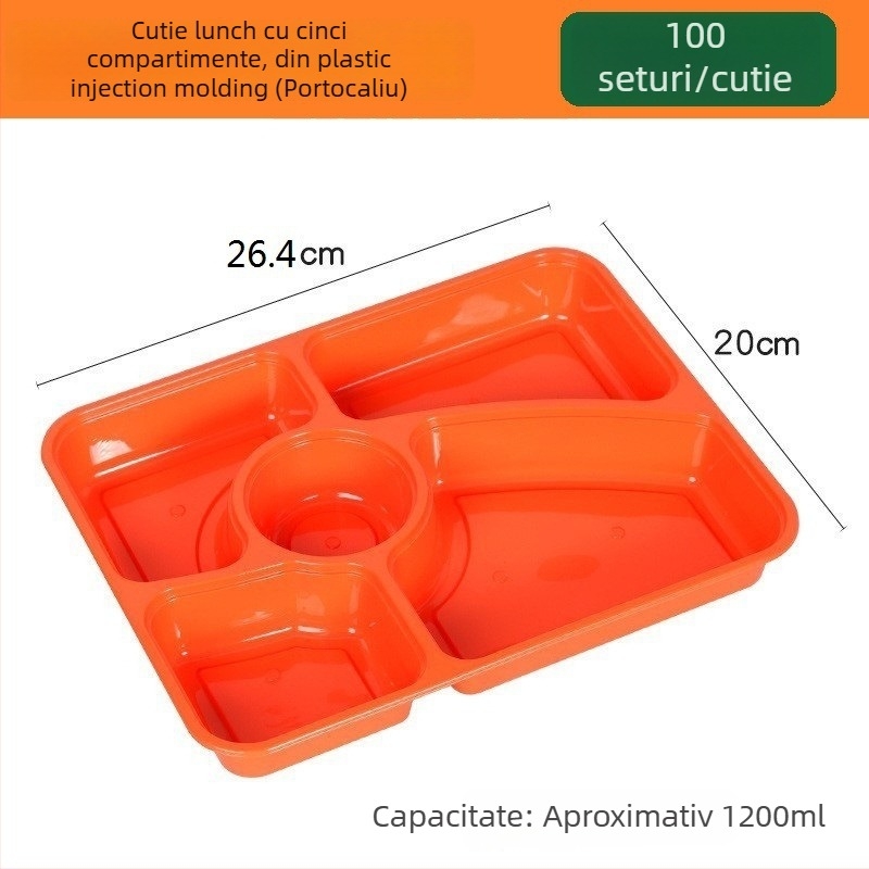 Cutie de prânz de unică folosință cu mai multe compartimente, îngroșată, etanșă la scurgeri, din PP transparent, de calitate alimentară, potrivită pentru microunde