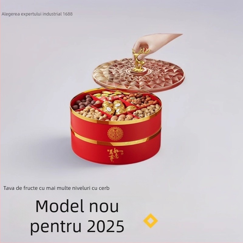 Platou de fructe din plastic — stil modern minimalist, model grilă, lansat în 2025, tavă pentru gustări și depozitare fructe uscate