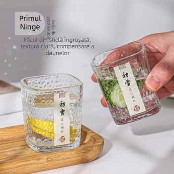 Ceșuță de ceai din sticlă rezistentă la temperaturi, stil japonez, pătrată, fără mâner și fără capac, strat unic