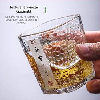 Ceșuță de ceai din sticlă rezistentă la temperaturi, stil japonez, pătrată, fără mâner și fără capac, strat unic