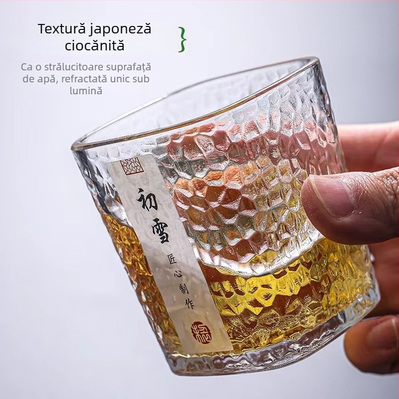 Ceșuță de ceai din sticlă rezistentă la temperaturi, stil japonez, pătrată, fără mâner și fără capac, strat unic