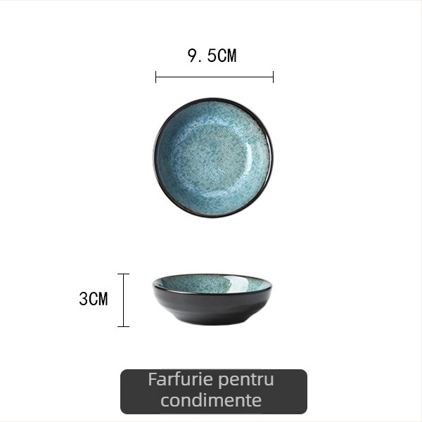 Set de veselă ceramică cu crin pictat manual, porțelan, include bol de orez, farfurie pentru pește și oală de supă cu capac