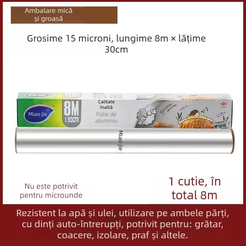 Miaojie folie de aluminiu pentru coacere și grilare – grosime standard, antiaderentă, compatibilă cu microunde, pentru uz casnic