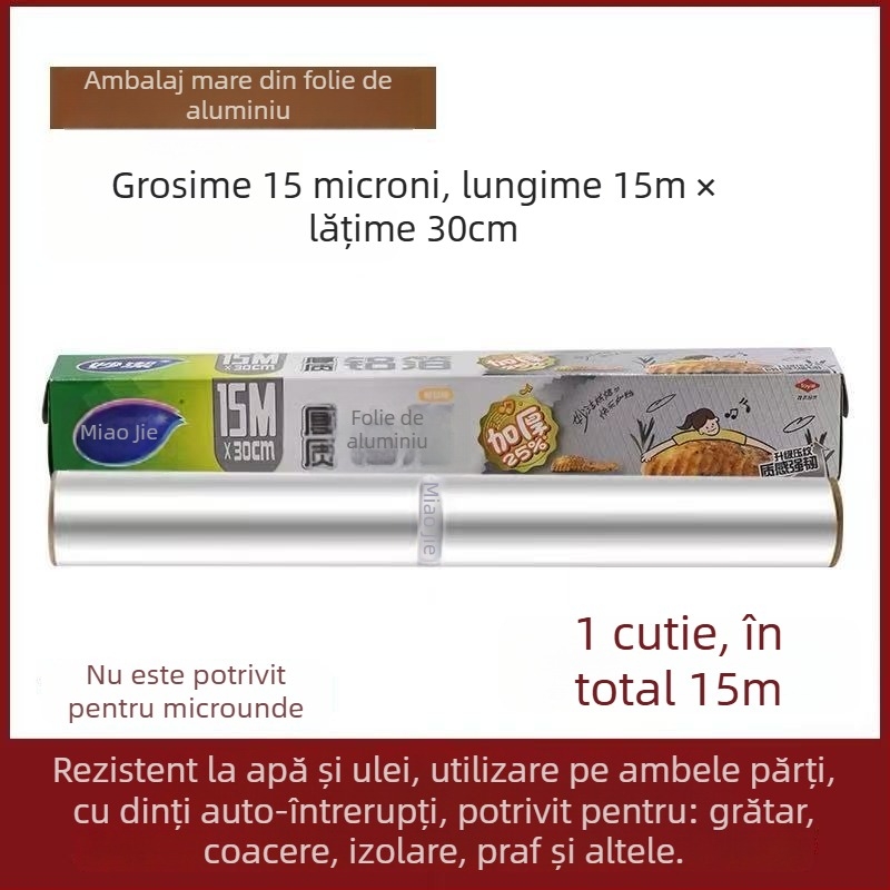 Miaojie folie de aluminiu pentru coacere și grilare – grosime standard, antiaderentă, compatibilă cu microunde, pentru uz casnic