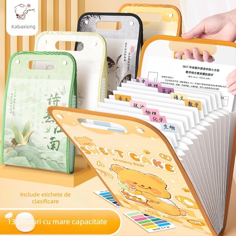 Kaba bear KBX-7100 Dosar de fișiere din plastic cu 13 compartimente în formă de acordeon, siglă imprimată, personalizabil