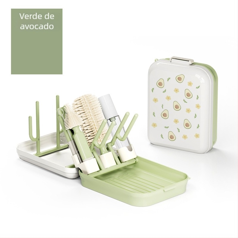 Nationals set portabil de curățare a biberonelor cu suport de drenaj și perie cu atașament magnetic