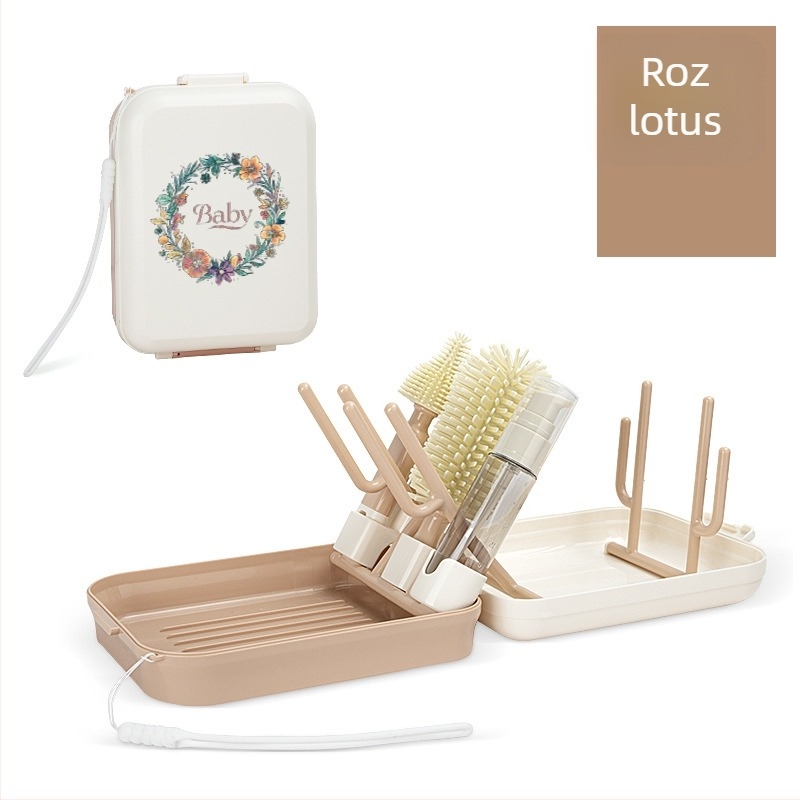 Nationals set portabil de curățare a biberonelor cu suport de drenaj și perie cu atașament magnetic