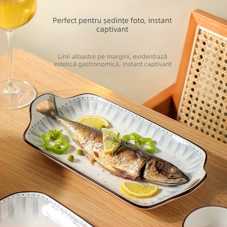 Set de farfurii Yahaoda – Porțelan cu stil modern minimalist, model cu dungi sub glazură, compatibil cu microunde, opțiuni 28/46/38/52/35 piese