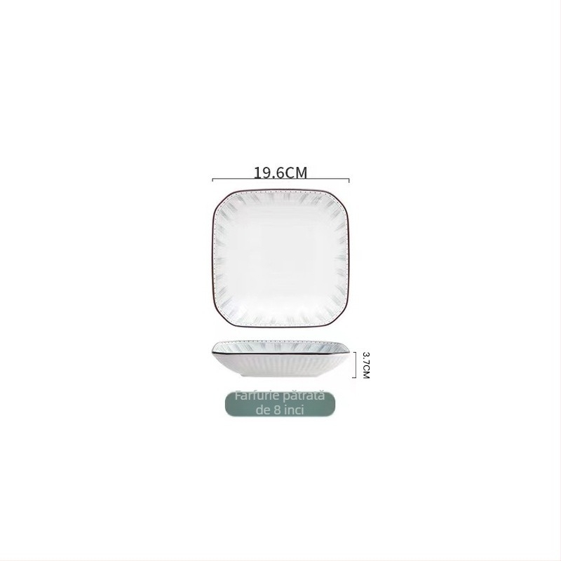 Set de farfurii Yahaoda – Porțelan cu stil modern minimalist, model cu dungi sub glazură, compatibil cu microunde, opțiuni 28/46/38/52/35 piese