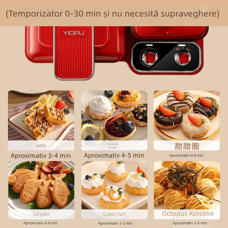 Yidepu YD-520Z Mașină de mic dejun 3-în-1 – 1200W, 220V/50Hz; funcții: încălzire, grătar, coacere, ou fiert, ou prăjit, dezghețare; funcționare complet automată, control mecanic.