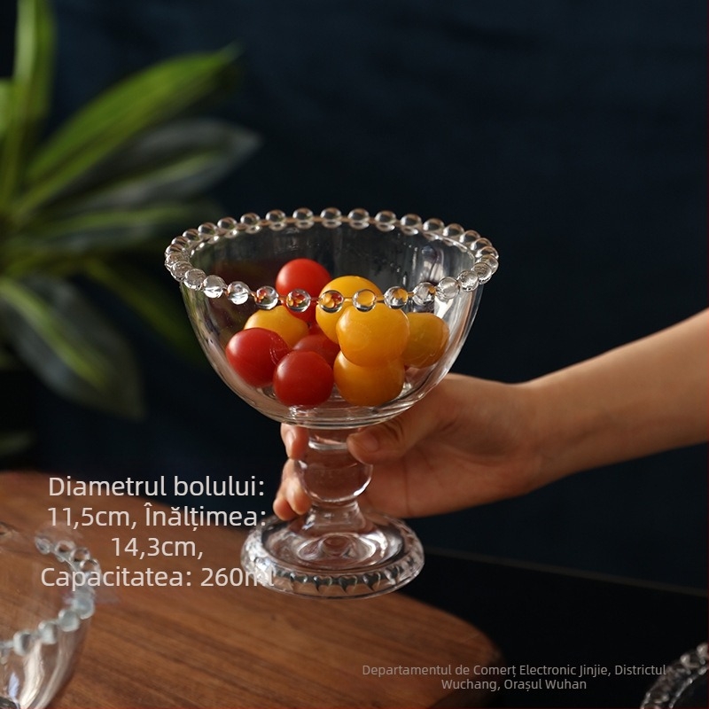 Vas de fructe din sticlă, stil scandinav, formă neregulată, sticlă turnată, model Iubire