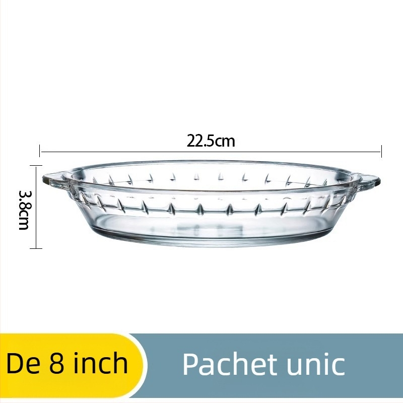 Tavă de copt din sticlă rezistentă la temperaturi înalte, pentru microunde, farfurie de servire transparentă pentru uz casnic