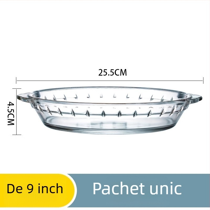 Tavă de copt din sticlă rezistentă la temperaturi înalte, pentru microunde, farfurie de servire transparentă pentru uz casnic