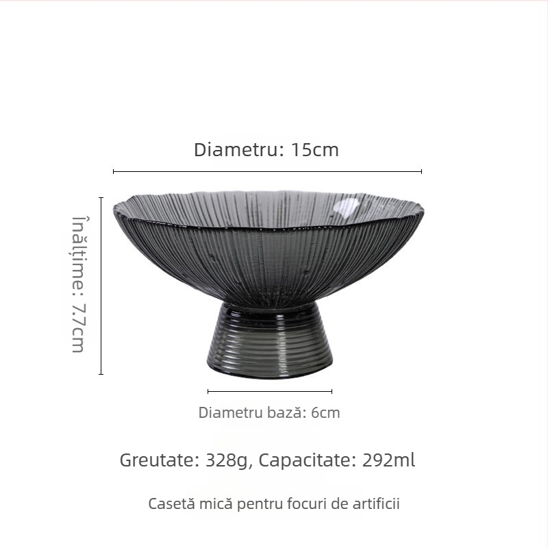 Farfurie de fructe din sticlă Set Sail — stil european modern, cu dungi