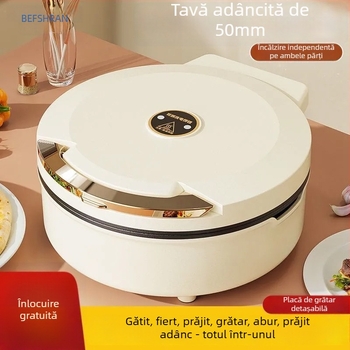 Tigaie electrică pentru clătite cu încălzire dublă, antiaderentă, design adânc, 1500W, 220V