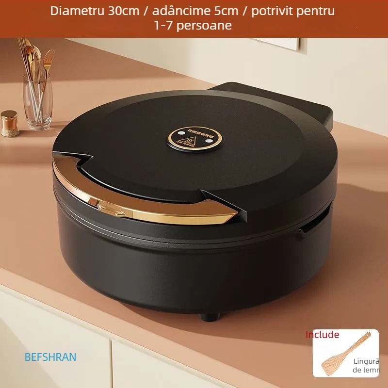 Tigaie electrică pentru clătite cu încălzire dublă, antiaderentă, design adânc, 1500W, 220V