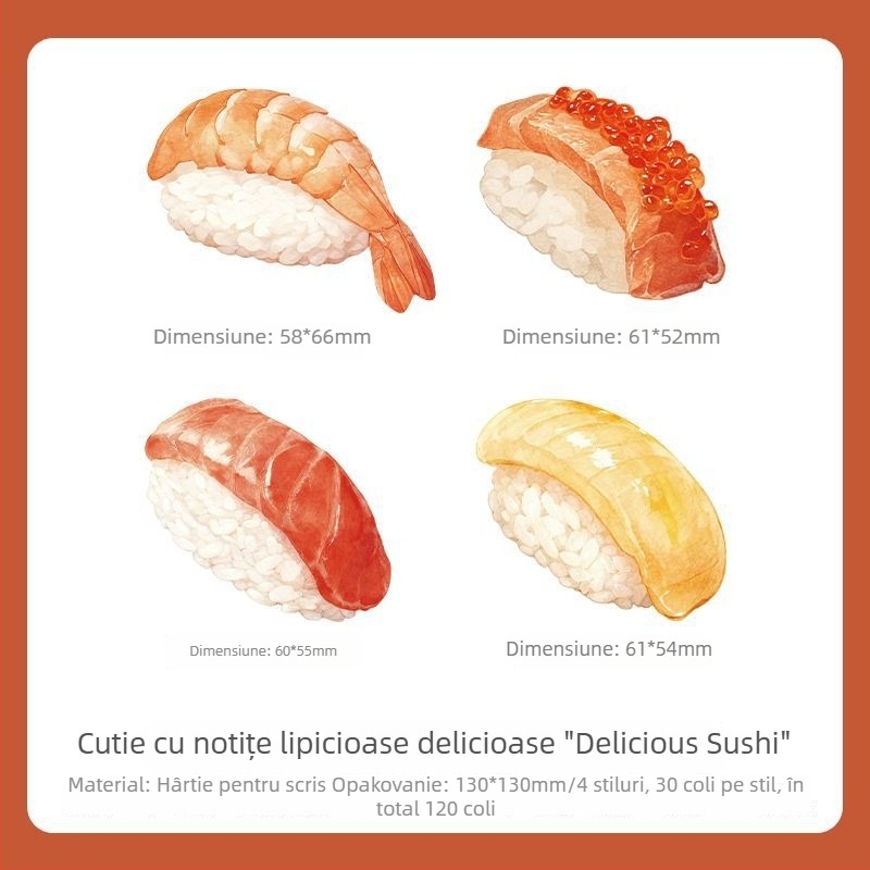 Set Post-it - temă pâine în stil kawaii japonez pentru jurnal - 120 pagini interioare - Mr. Paper - ambalaj de bază