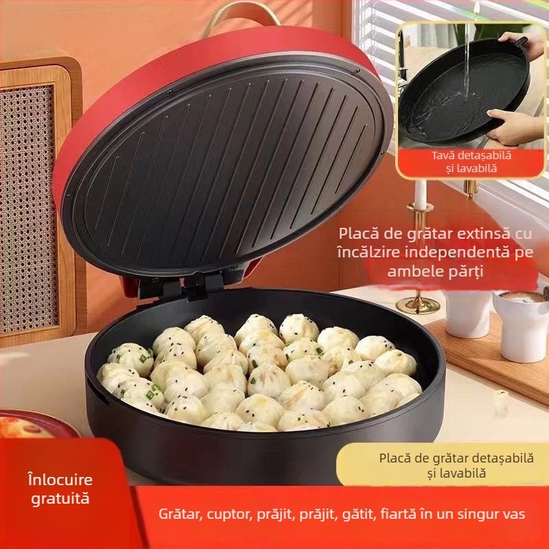 Mașină electrică de crepe cu părți detașabile și lavabile, încălzire pe o singură față, control prin buton, 1500 W+