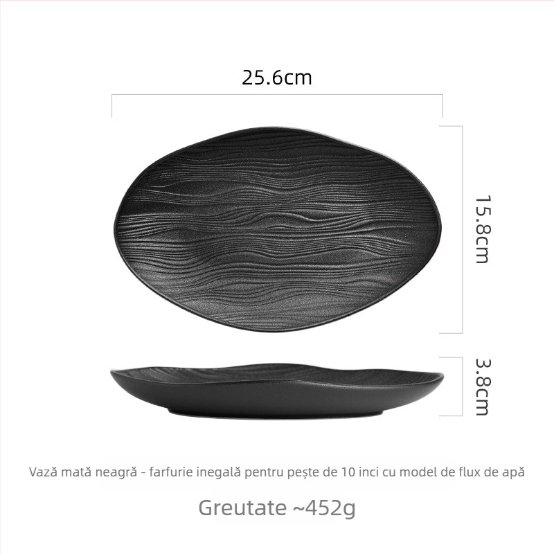 Farfurie ceramică pentru pește la abur — formă neregulată, stil simplu, model 69850, nu este potrivită pentru microunde