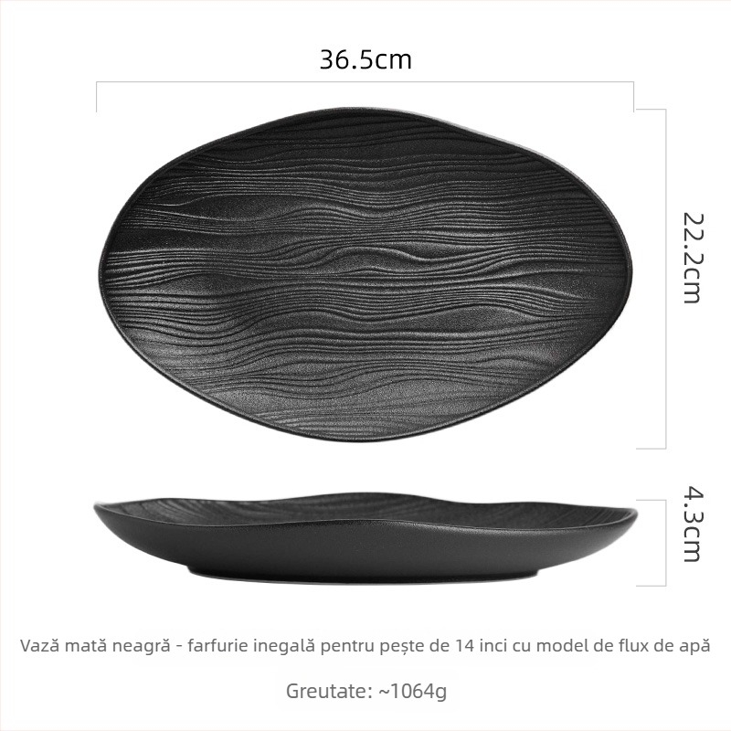 Farfurie ceramică pentru pește la abur — formă neregulată, stil simplu, model 69850, nu este potrivită pentru microunde