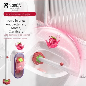 Baojiajie Perie de toaletă de unică utilizare, montată pe perete fără găuri, cu parfum de căpșună