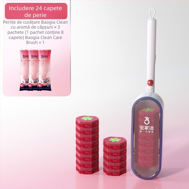 Baojiajie Perie de toaletă de unică utilizare, montată pe perete fără găuri, cu parfum de căpșună