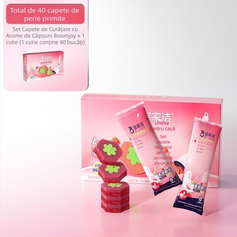 Baojiajie Perie de toaletă de unică utilizare, montată pe perete fără găuri, cu parfum de căpșună