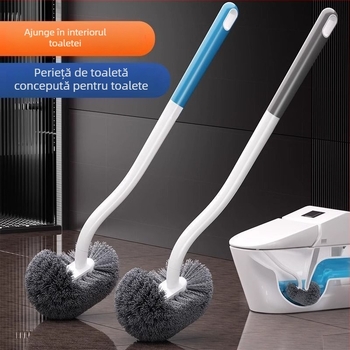 Perie de toaletă cu mâner lung, montare pe perete, construcție din plastic