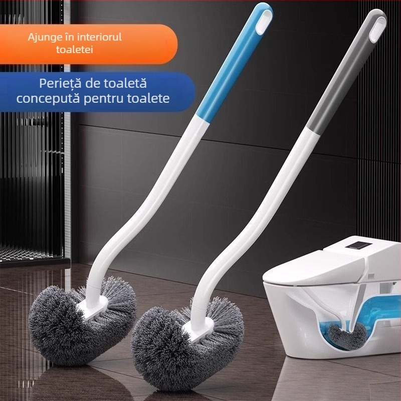Perie de toaletă cu mâner lung, montare pe perete, construcție din plastic