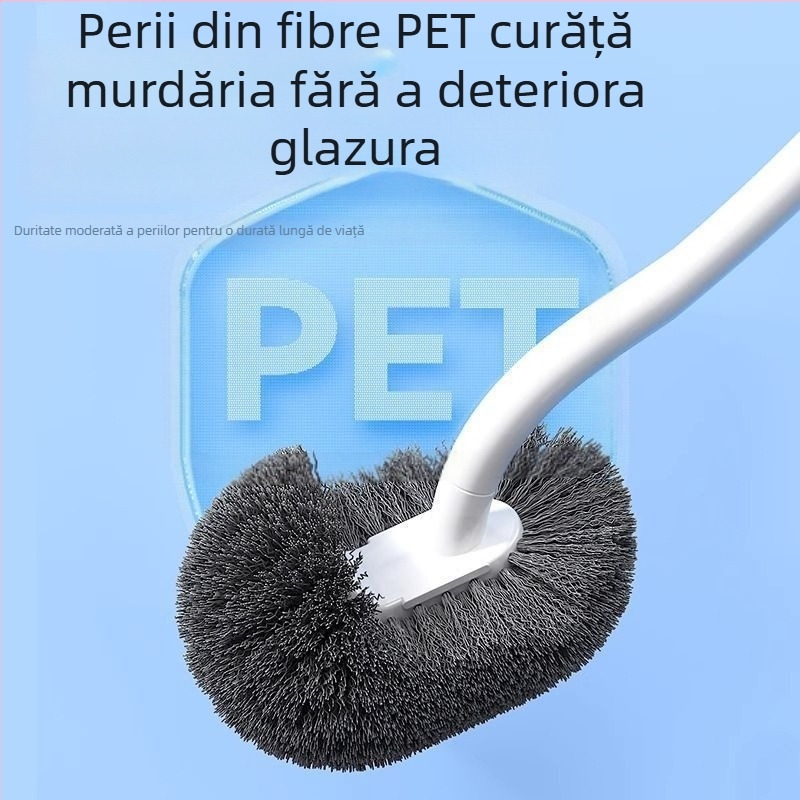 Perie de toaletă cu mâner lung, montare pe perete, construcție din plastic
